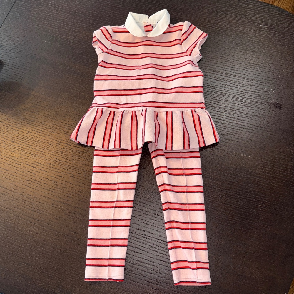Janie & Jack Stripe Peplum Top & Leggings